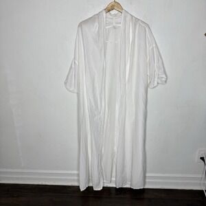 Pure J Jill White Duster Kimono Open Front Women's Medium‎ Cotton Silk Lagenlook